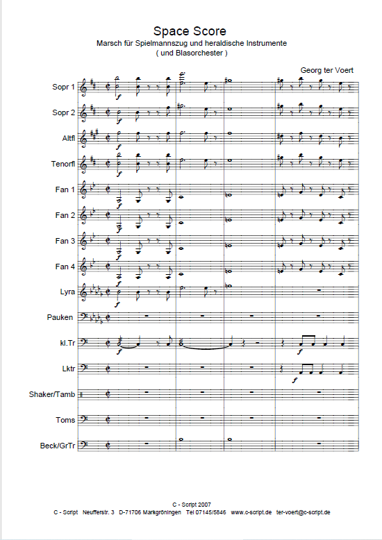 Space Score  Marsch für Spielmannszug und heraldische Instrumente