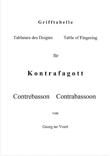 Grifftabelle für Kontrafagott