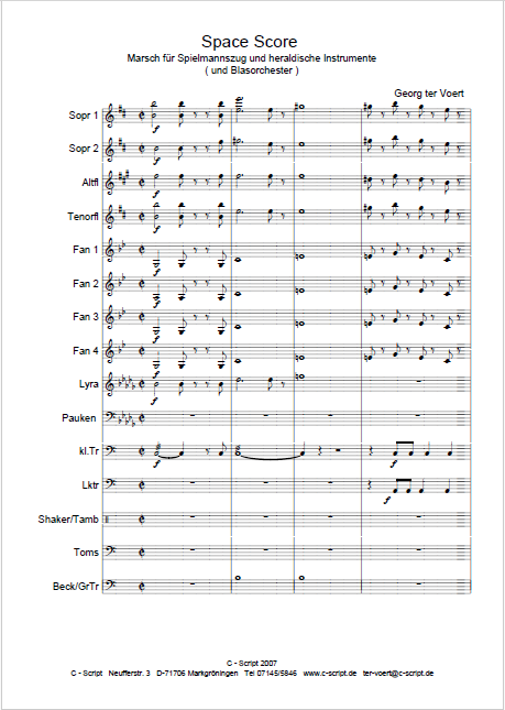 Space Score Marsch für Spielmannszug und heraldische Instrumente