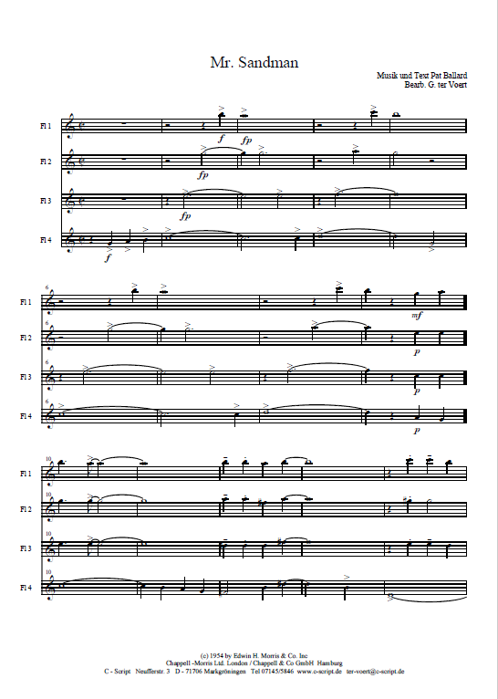 Sandman Ritual Script Mr. Sandman Quartett – C-Script