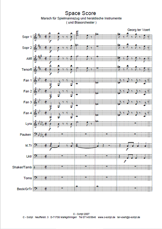 Space Score  Marsch für Spielmannszug und heraldische Instrumente
